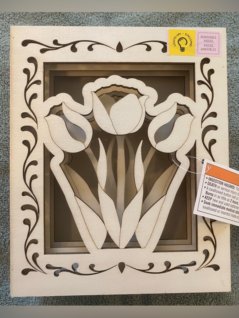 Make Market LED Tulip Shadow Box Wood Decor DIY Paint Craft Kit